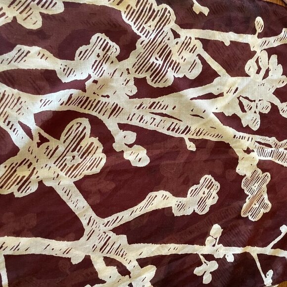 Batik Cherry Blossom Scarf Brown Cream Infinity - Picture 4 of 7